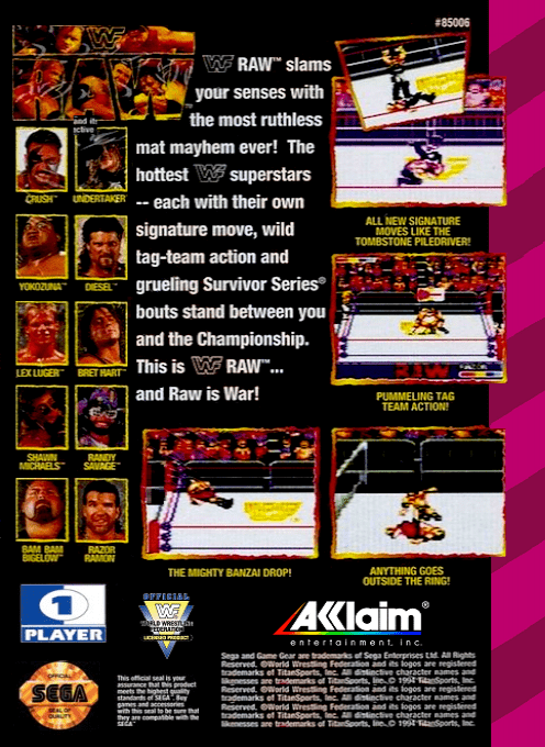 WWF Raw — Box back