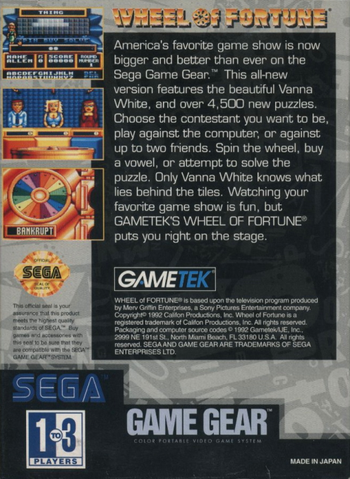 Wheel of Fortune — Box back
