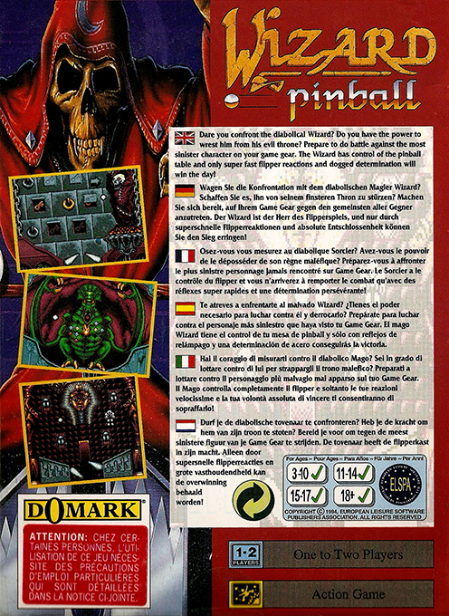 Wizard Pinball — Box back