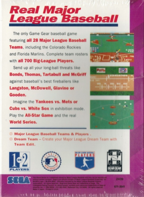 World Series Baseball — Box back