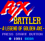 Ax Battler : A Legend of Golden Axe — Title screen