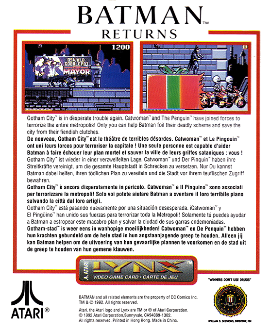 Batman Returns — Box back