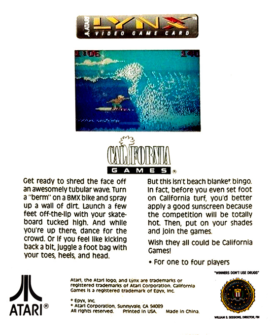 California Games — Box back