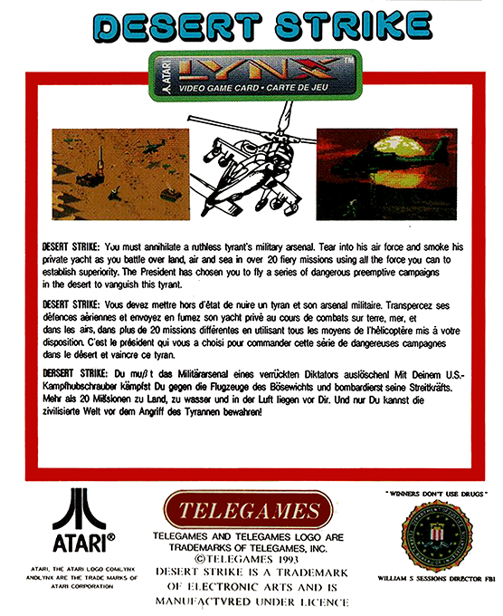 Desert Strike — Box back