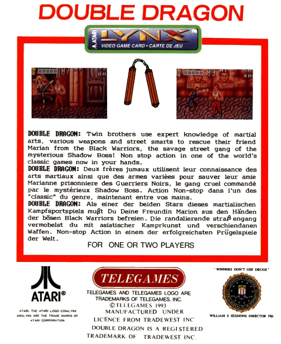 Double Dragon — Box back