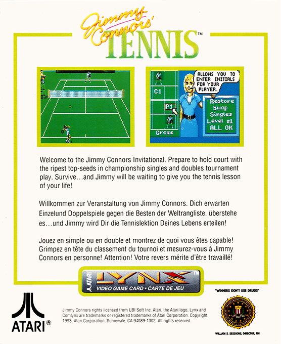 Jimmy Connors' Tennis — Box back