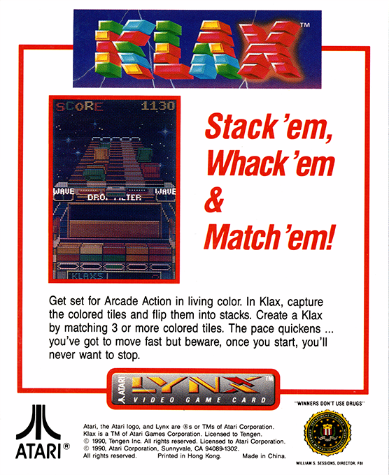 Klax — Box back