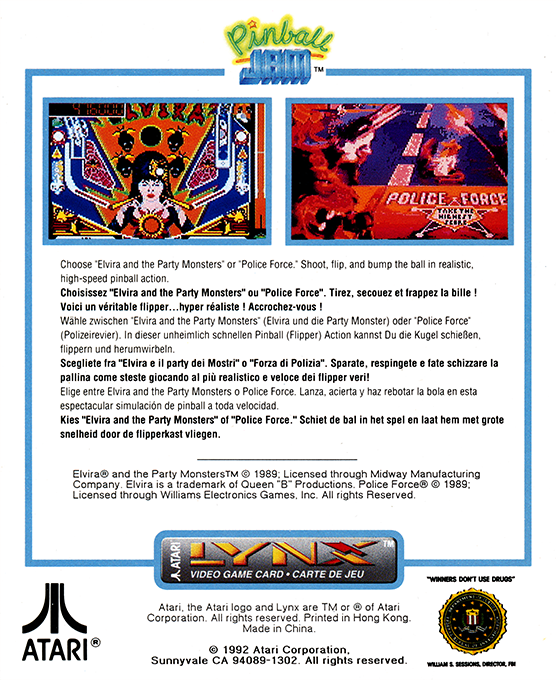 Pinball Jam — Box back