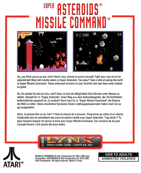 Super Asteroids & Missile Command — Box back