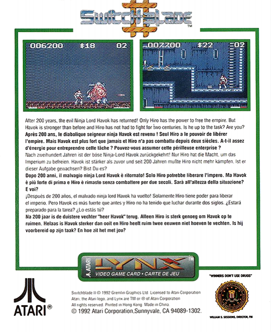 SwitchBlade II — Box back