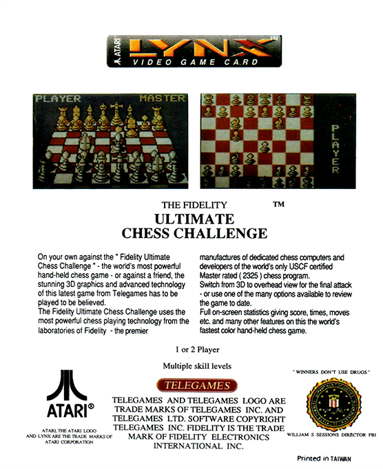 The Fidelity Ultimate Chess Challenge — Box back