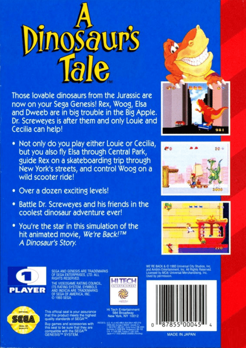 A Dinosaur's Tale — Box back