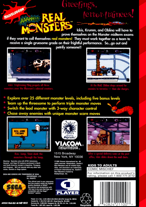 Aaahh!!! Real Monsters — Box back