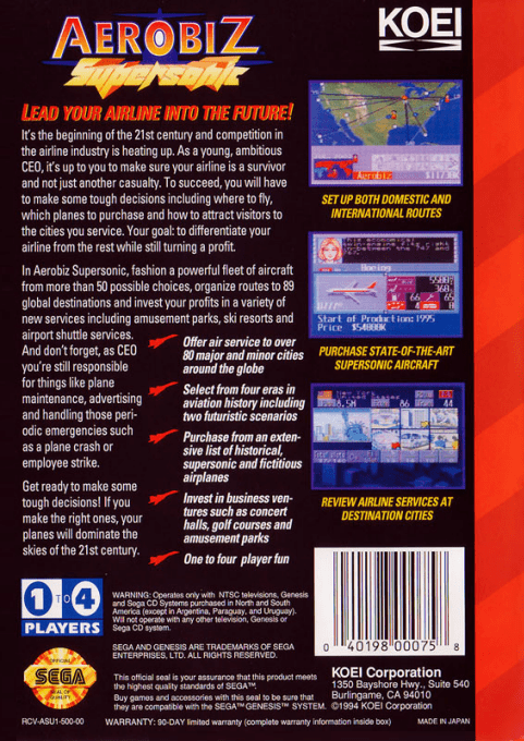 Aerobiz Supersonic — Box back
