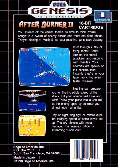 After Burner II — Box back