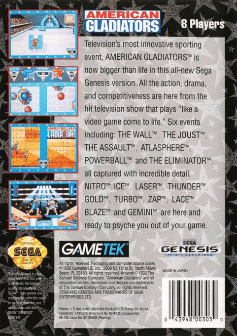 American Gladiators — Box back