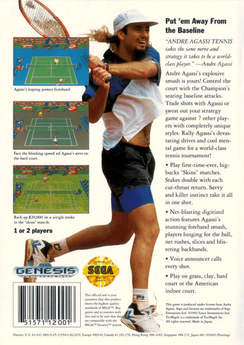 Andre Agassi Tennis — Box back