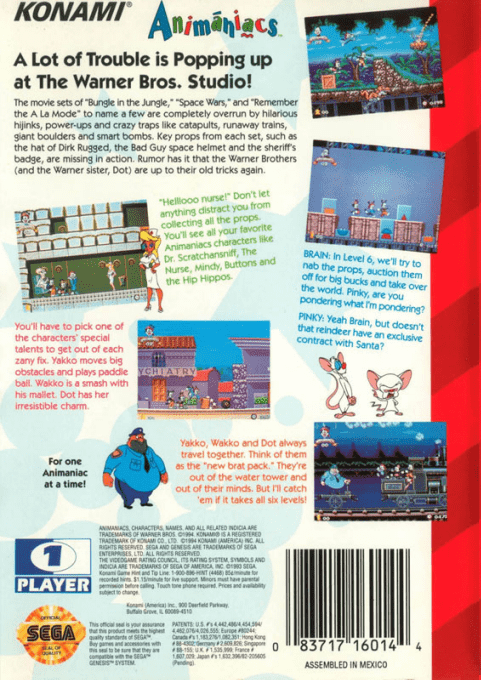Animaniacs — Box back