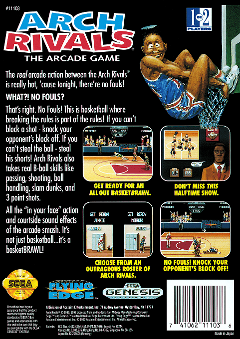 Arch Rivals : The Arcade Game — Box back