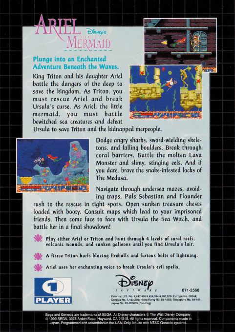 Ariel the Little Mermaid — Box back