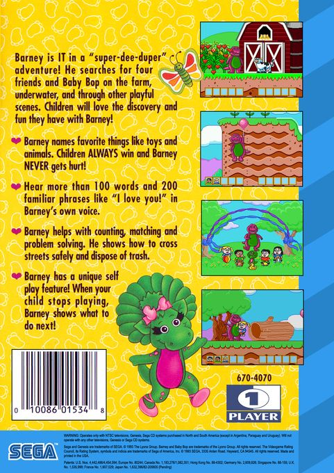 Barney's Hide & Seek Game — Box back