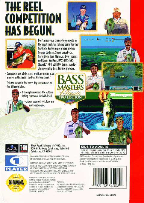Bass Masters Classic : Pro Edition — Box back