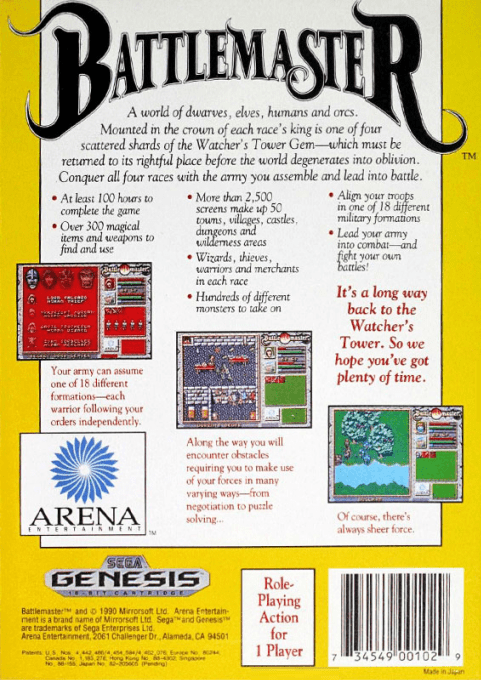 Battlemaster — Box back