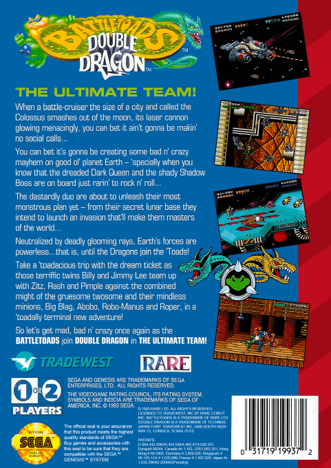 Battletoads & Double Dragon — Box back