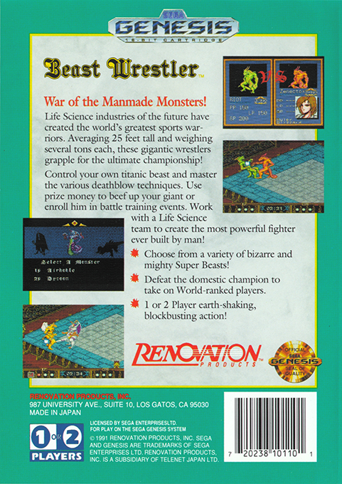 Beast Wrestler — Box back