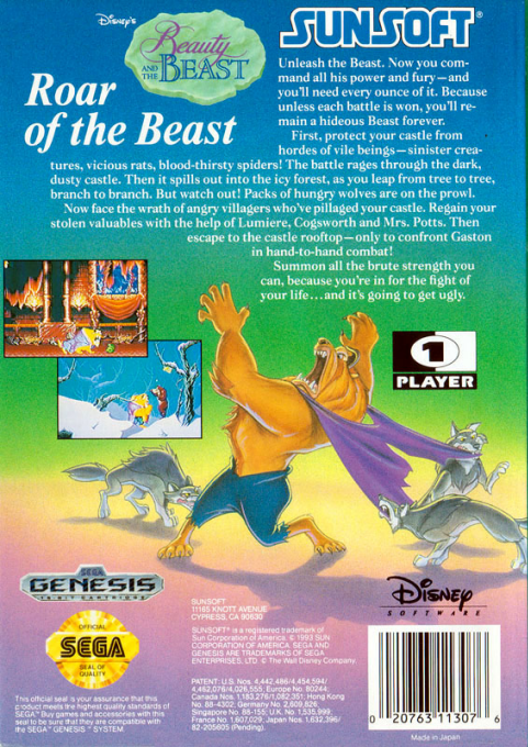 Beauty and the Beast : Roar of the Beast — Box back