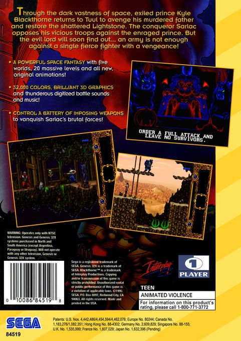 Blackthorne — Box back