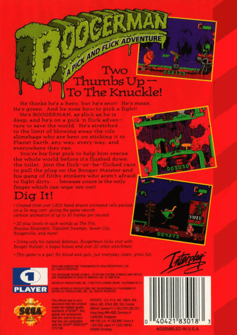 Boogerman : A Pick and Flick Adventure — Box back