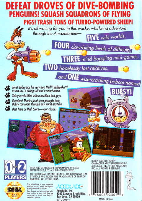 Bubsy II — Box back