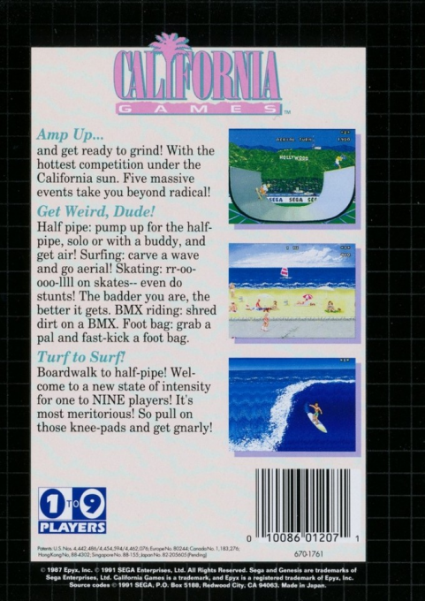 California Games — Box back