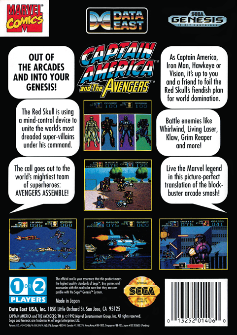 Captain America and the Avengers — Box back