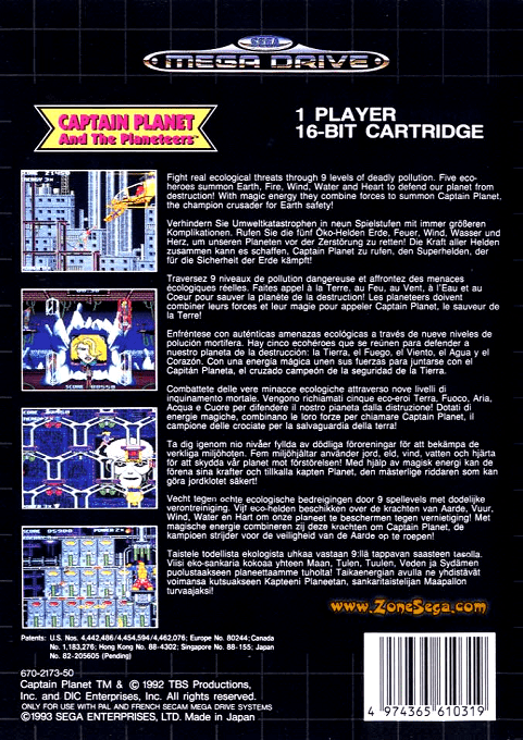Captain Planet and the Planeteers — Box back