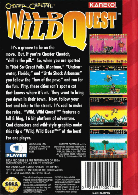 Chester Cheetah : Wild Wild Quest — Box back