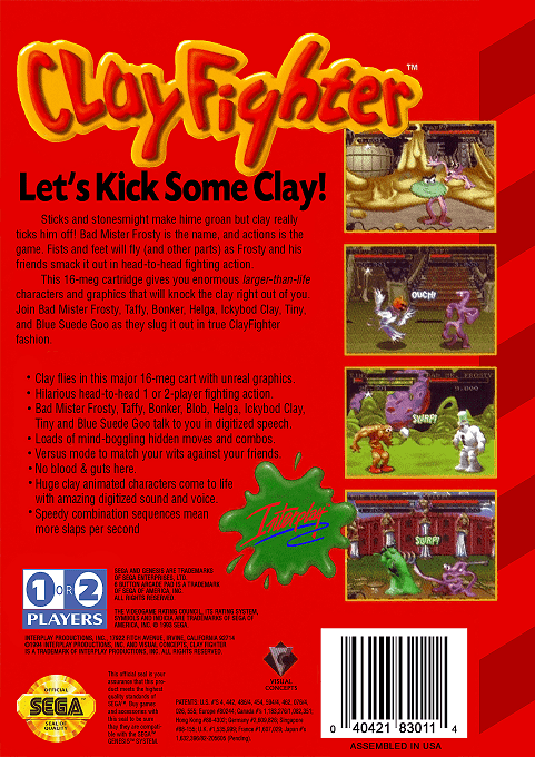 Clay Fighter — Box back