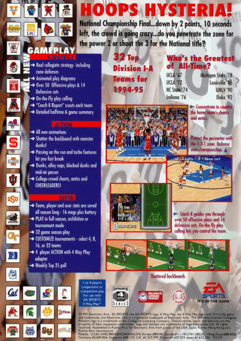 Coach K College Basketball — Box back