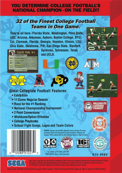 College Football's National Championship — Box back