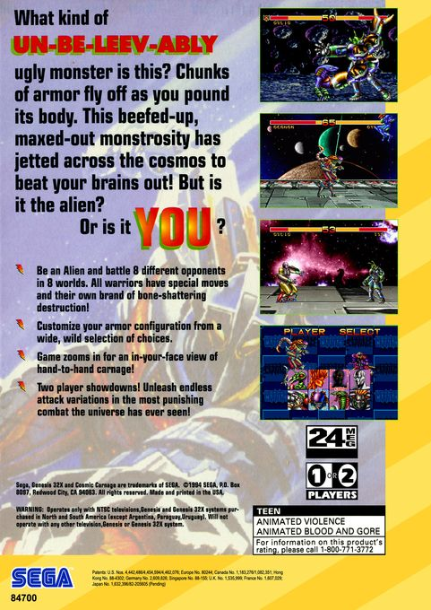Cosmic Carnage — Box back
