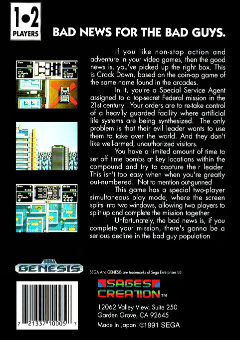Crack Down — Box back