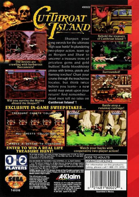 Cutthroat Island — Box back