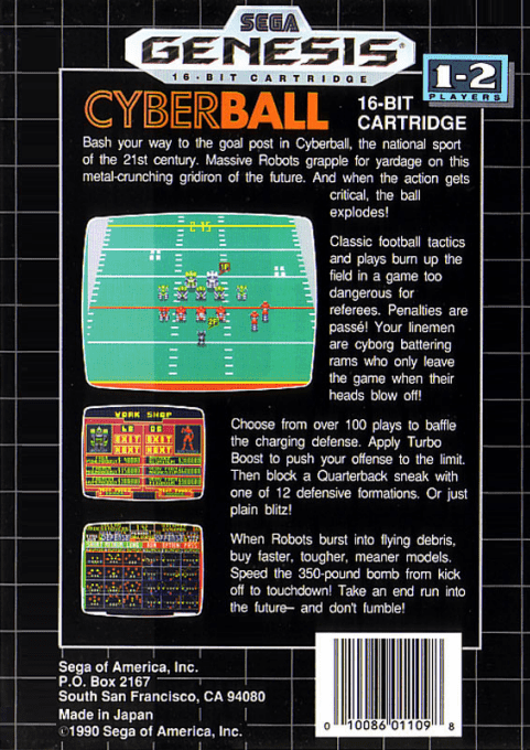 Cyberball — Box back
