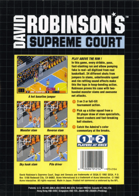 David Robinson's Supreme Court — Box back