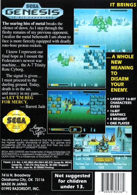 Death Duel — Box back