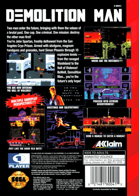 Demolition Man — Box back