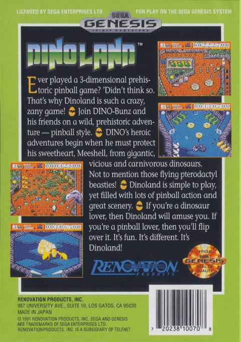 Dino Land — Box back