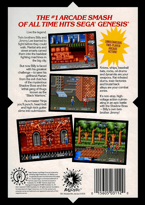 Double Dragon (Homebrew) — Box back