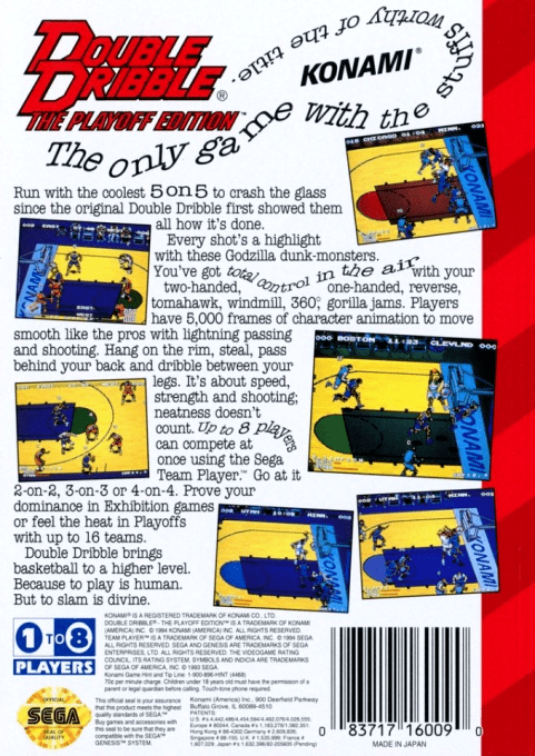 Double Dribble : The Playoff Edition — Box back